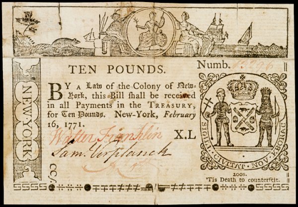 Colonial Currency, NY Feb. 16, 1771, 2 Notes, £10