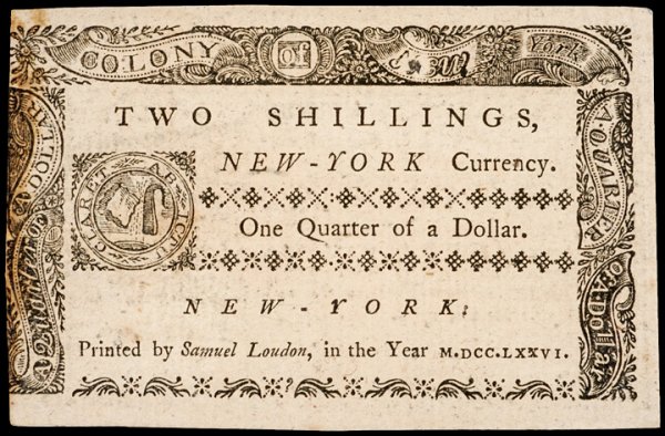 Colonial Currency, NY, March 5, 1776, $1/4 - 2