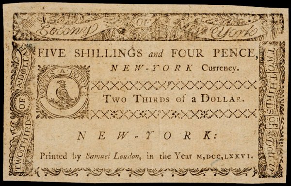 Colonial Currency, NY, March 5, 1776, $2/3 - 2