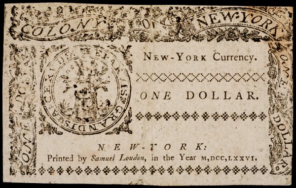 Colonial Currency, NY, March 5, 1776, $1 - 2