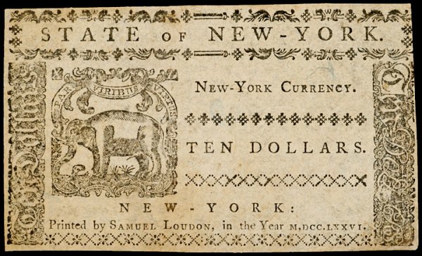 Colonial Currency NY, Aug. 13, 1776, $10 ELEPHANT - 2