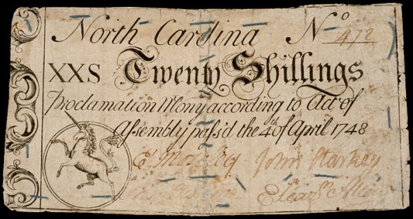 Colonial Currency NC, April 4, 1748, 5s, 2 Notes - 3