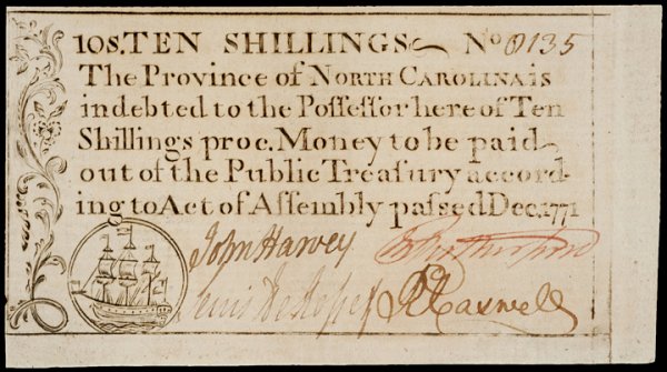 Colonial Currency NC, Dec. 1771, 2 Notes 10s SHIP - 3