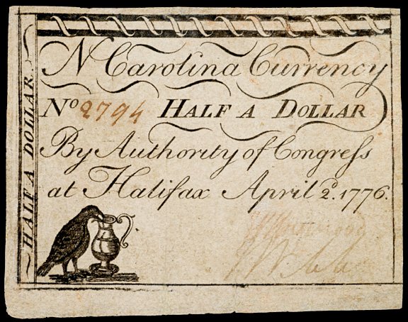 Colonial Currency, NC, April 2, 1776, $1/2 Crow