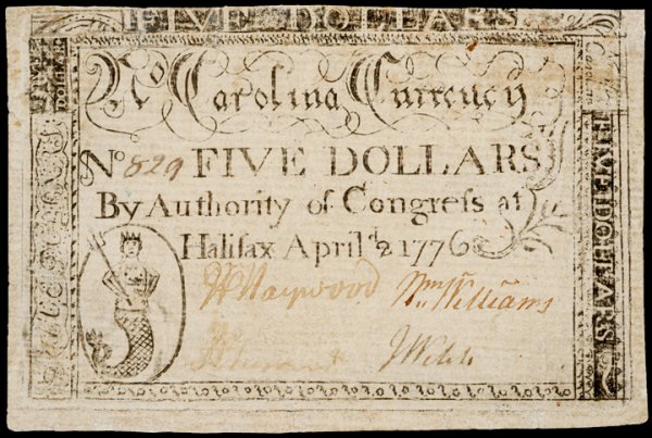 Colonial Currency, NC, April 2, 1776, $5, TRITON