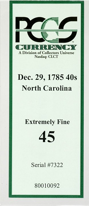 Colonial Currency, NC, December 29, 1785, £2 - 4