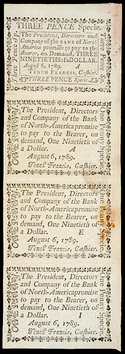 Colonial Currency, PA, August 6, 1789, 4 Notes