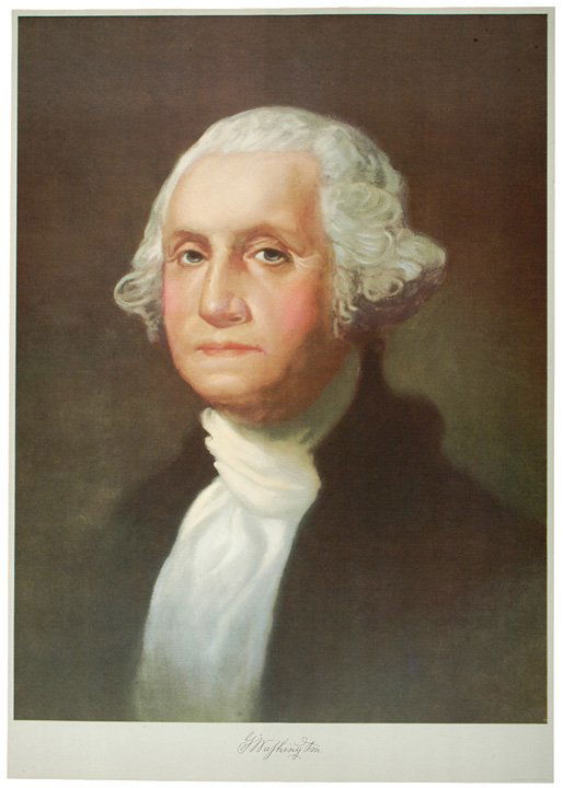 Pristine Lithograph of George Washington, 1932: PrintsPristine 1932 Lithograph of George Washington 1932, Color Lithograph of George Washington, After the Painting by Gilbert Stuart, Edwards & Deutsh Litho Co., Chicago, Illinois, Mint. 23.5" x