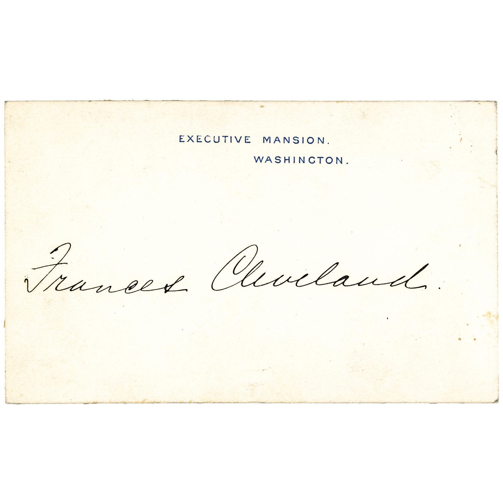 1887 FRANCIS CLEVELAND Signed Exec. Mansion Card (1 of 2)