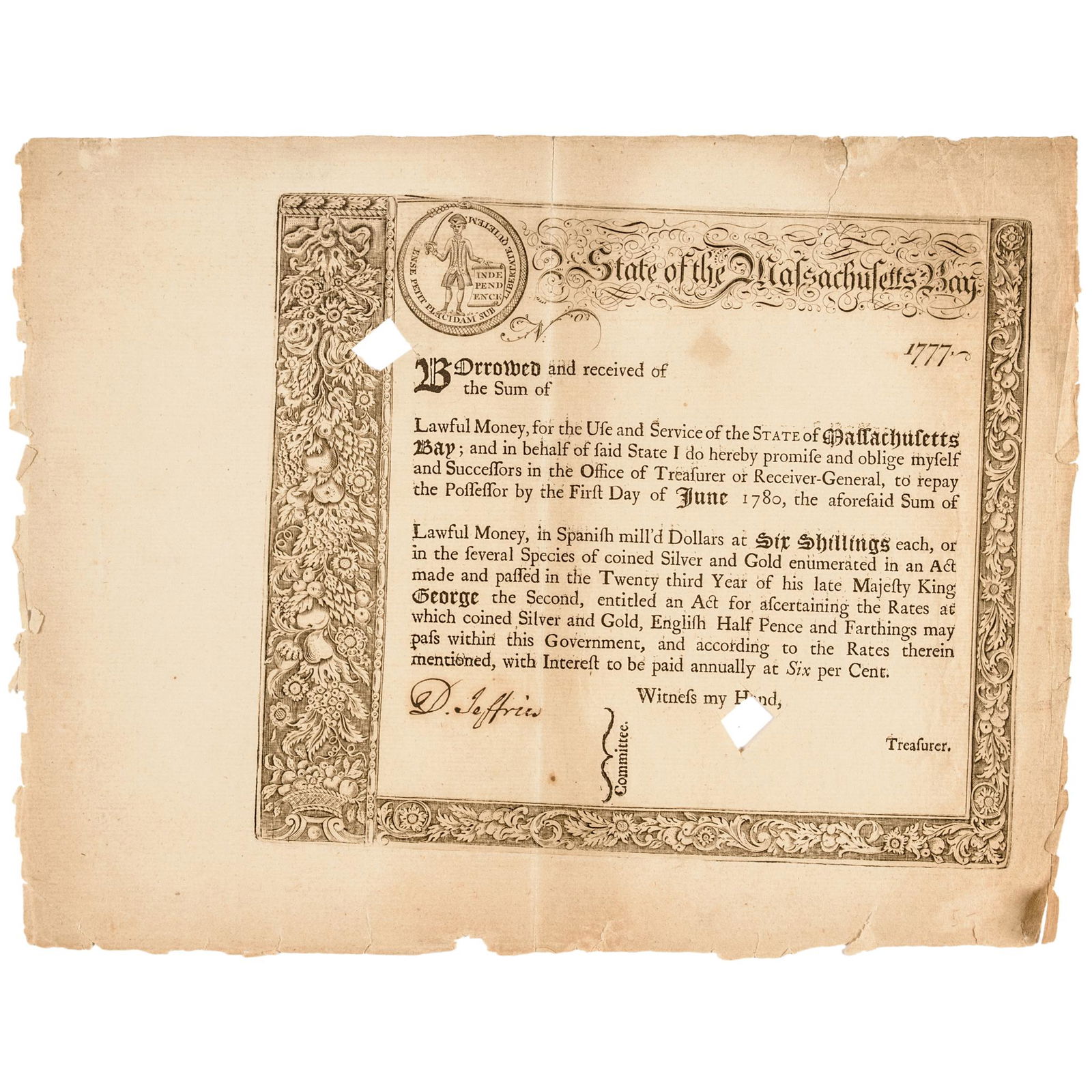 1777 Rev War MassachusettsTreasury Anderson MA-8 (1 of 5)