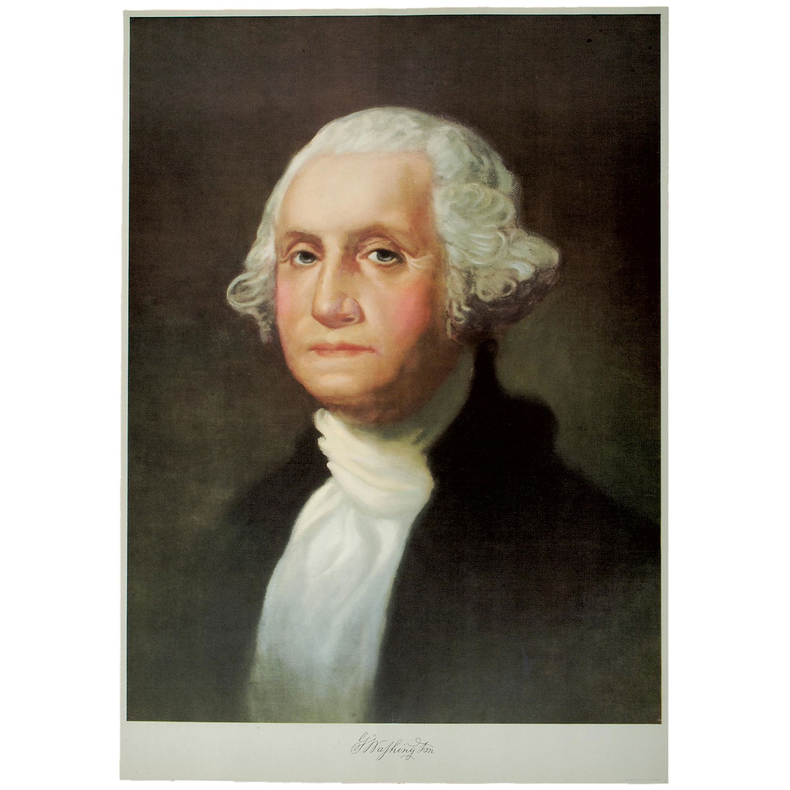 1932 GEORGE WASHINGTON Lithograph, After Stuart: Washington Related 1932 "George Washington" Gorgeous Color Lithograph 1932, Color Lithograph of George Washington, After the Painting by Gilbert Stuart, Edwards & Deutsh Litho Co., Chicago, Illinois,