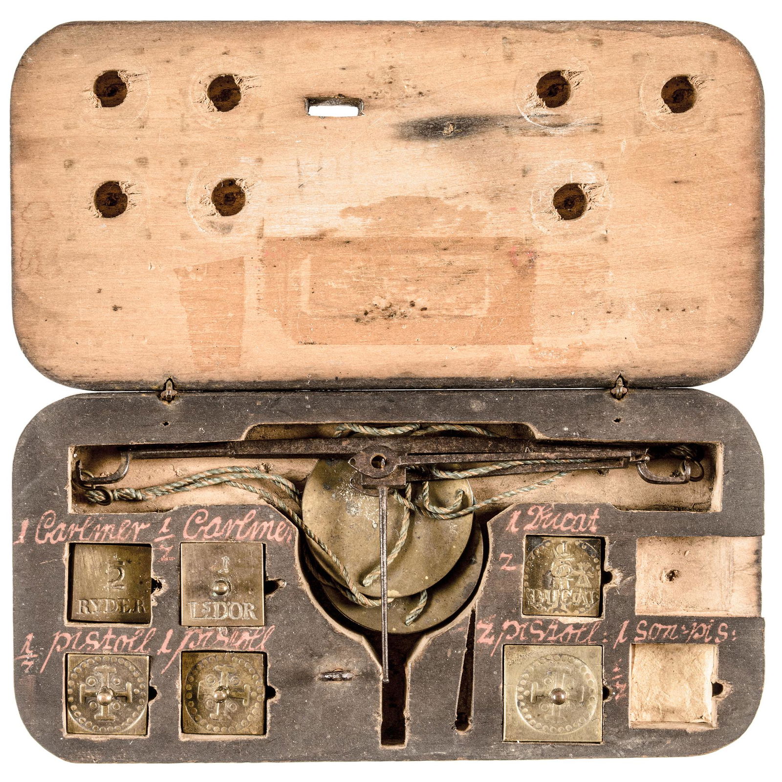 c. 1750 Portable Double-Pan Coin Scale w/Weights (1 of 3)