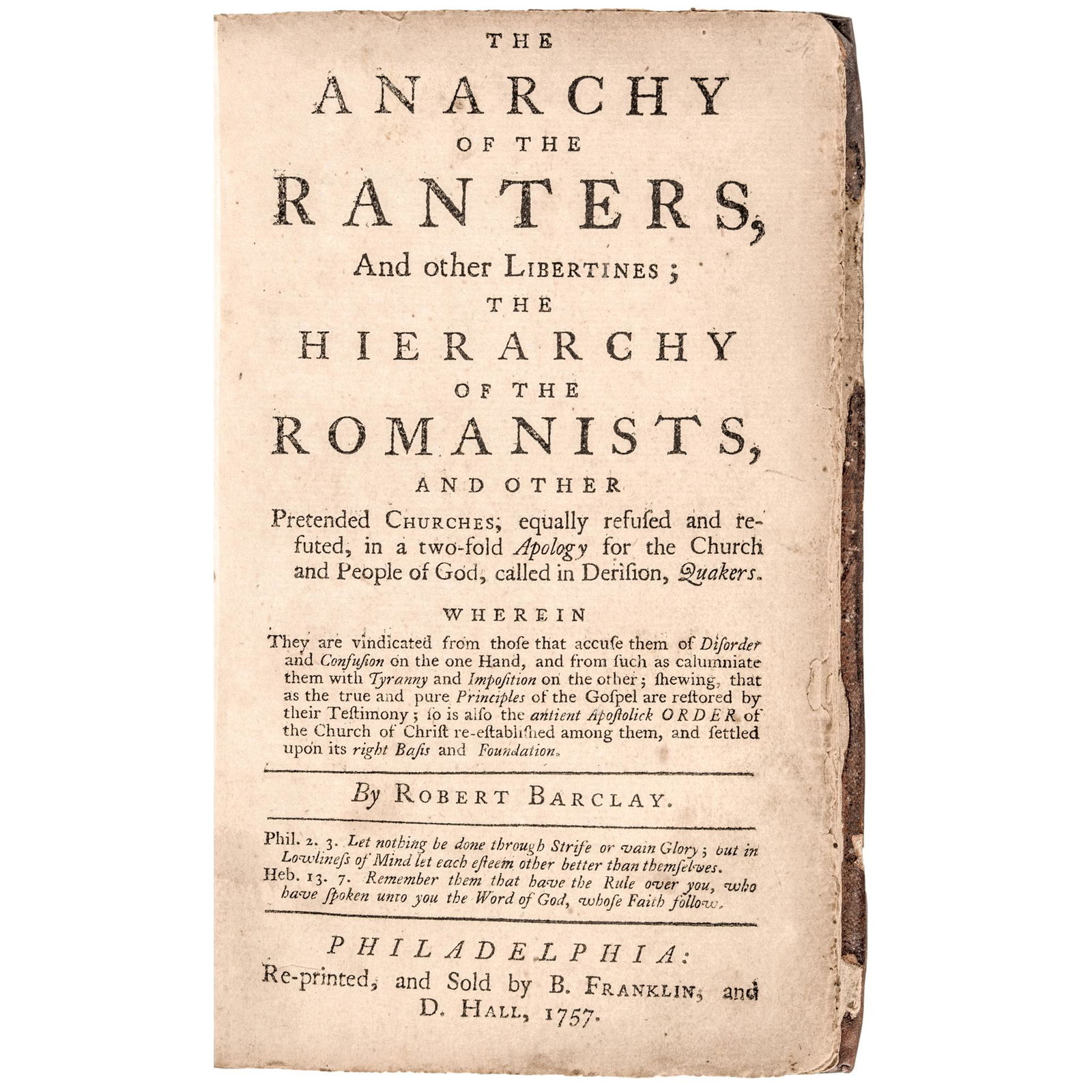 1757 BENJAMIN FRANKLIN Philadelphia Printed Book (1 of 6)