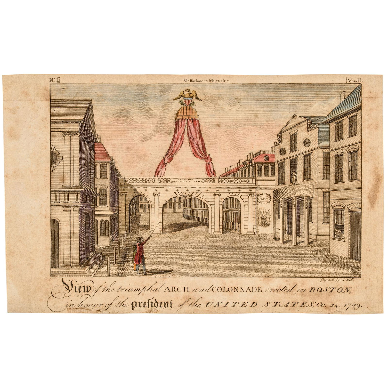 George Washington related Hand-Colored Etching (1 of 4)