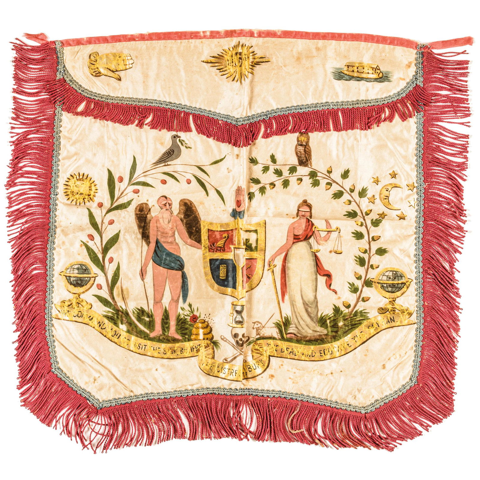 Ornate Handcrafted American Masonic Silk Apron (1 of 2)