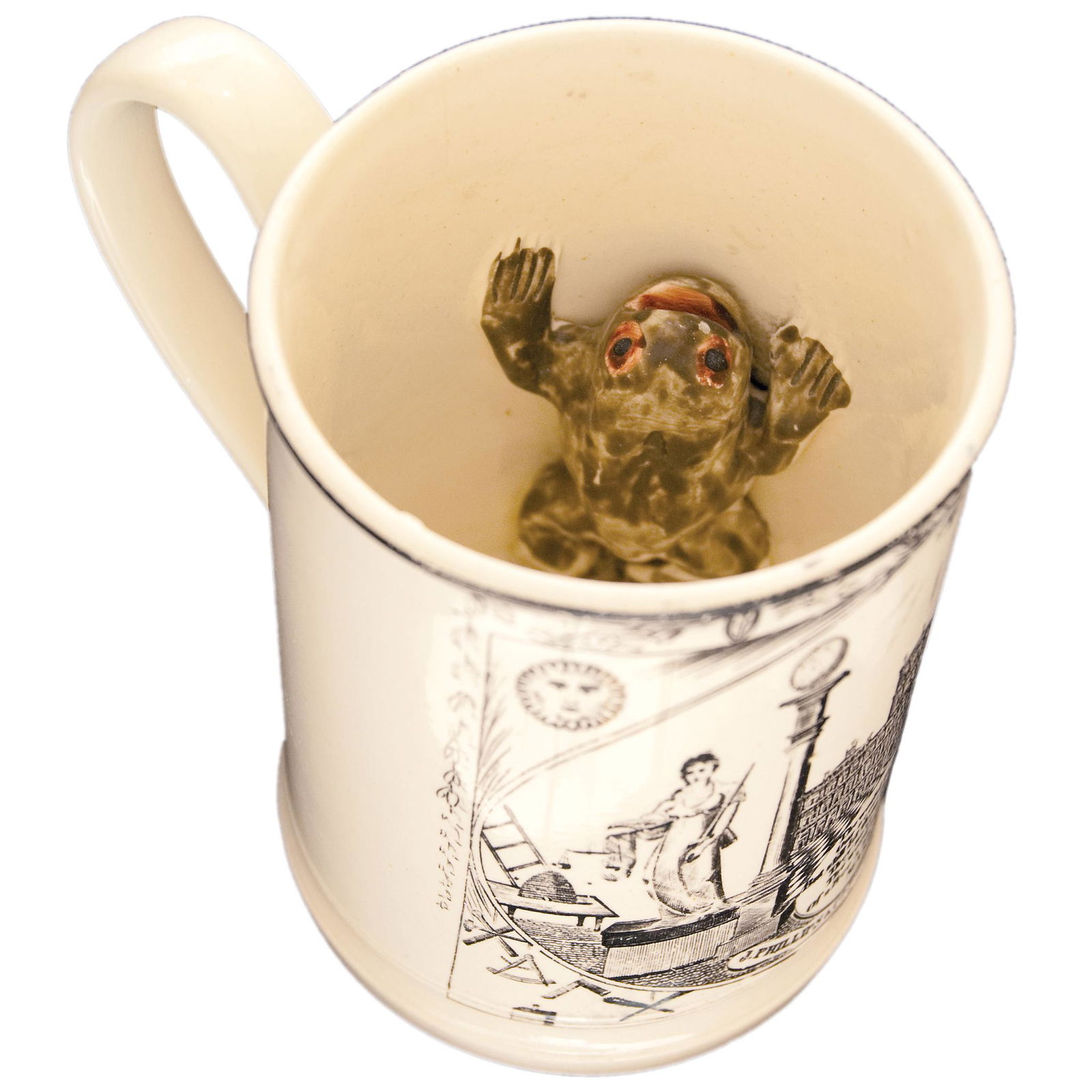 1790 Hand-Painted FROG Liverpool Creamware Mug! (1 of 4)