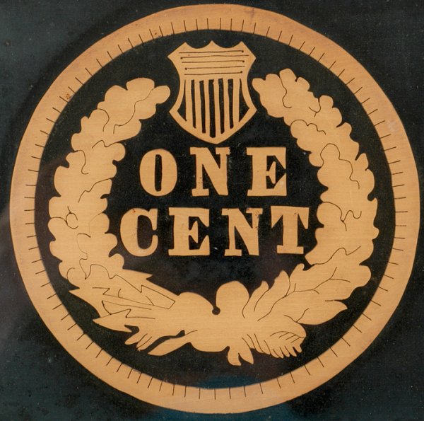 Indian Head Cent Reverse Folk Art Depiction, wood - 2