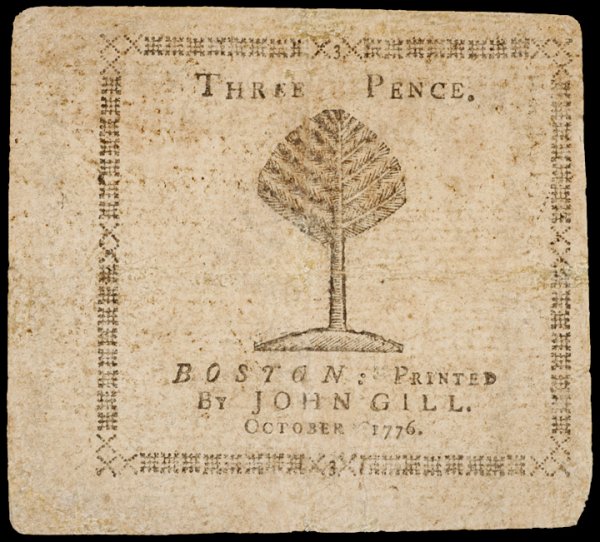 Colonial Currency, MA, October 18, 1776, 3 pence - 2