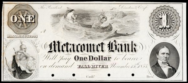 Obsolete Currency, Fall River, MA, $1, Proof