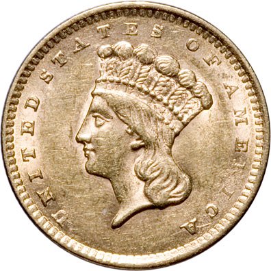 1856 Indian Head $1 Gold. Slant 5. Type 3, Mint