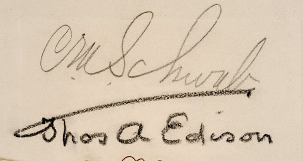 THOMAS A. EDISON Menu Signed, April 28, 1921 - 2