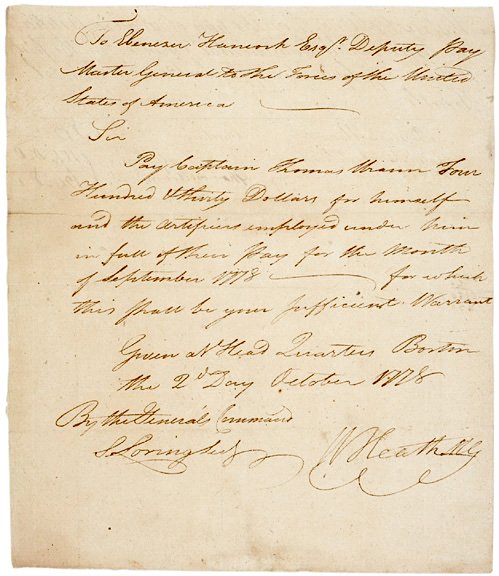 WILLIAM HEATH Signed Document 1778