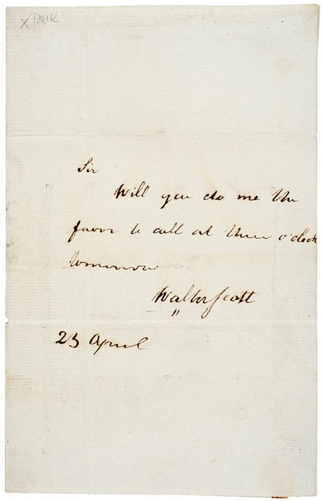 SIR WALTER SCOTT, Autograph Note Signed
