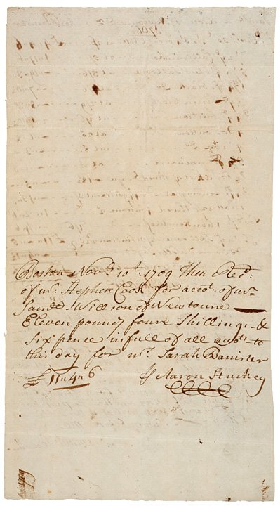 SAMUEL SEWALL Signed Document, 1709 - 2