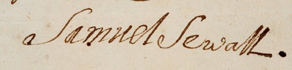 SAMUEL SEWALL Signed Document, 1709 - 3