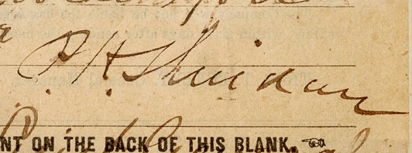 PHILLIP SHERIDAN, 1866 Telegraph Note Signed - 2