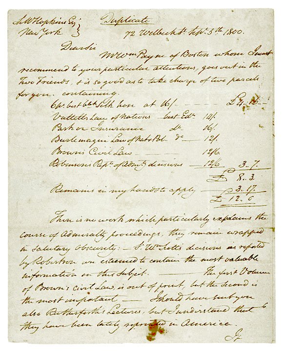 Painter, JOHN TRUMBULL Autograph Letter 1800
