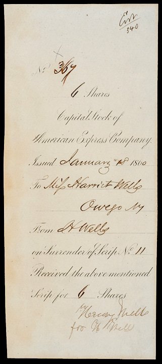 American Express Co. Stock Signed WELLS + FARGO - 2