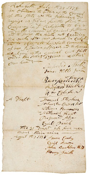 1778 Revolutionary War Massachusetts Roster