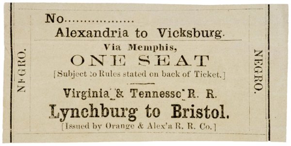 Rare Negro Segregated Rail Road Ticket