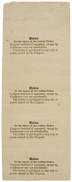 c. 1860s Negro Segregated Rail Road Tickets - 2