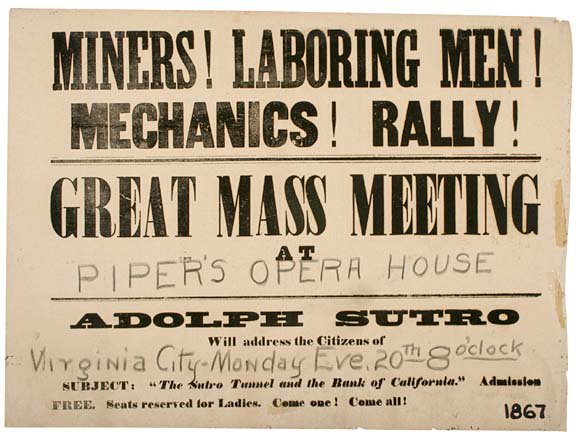 1867, Original Sutro Tunnel Broadside