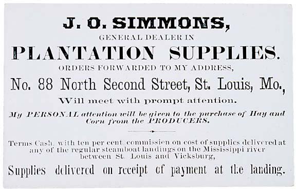 Plantation Supplies Card, c. 1850