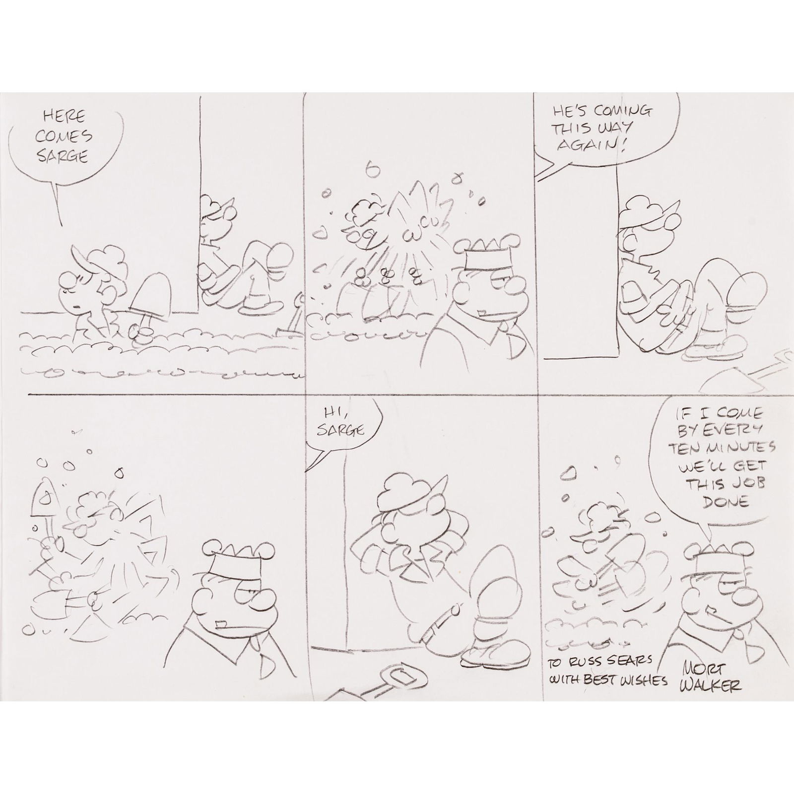 ADDISON MORT WALKER Signed BEETLE BAILEY Strip! (1 of 4)