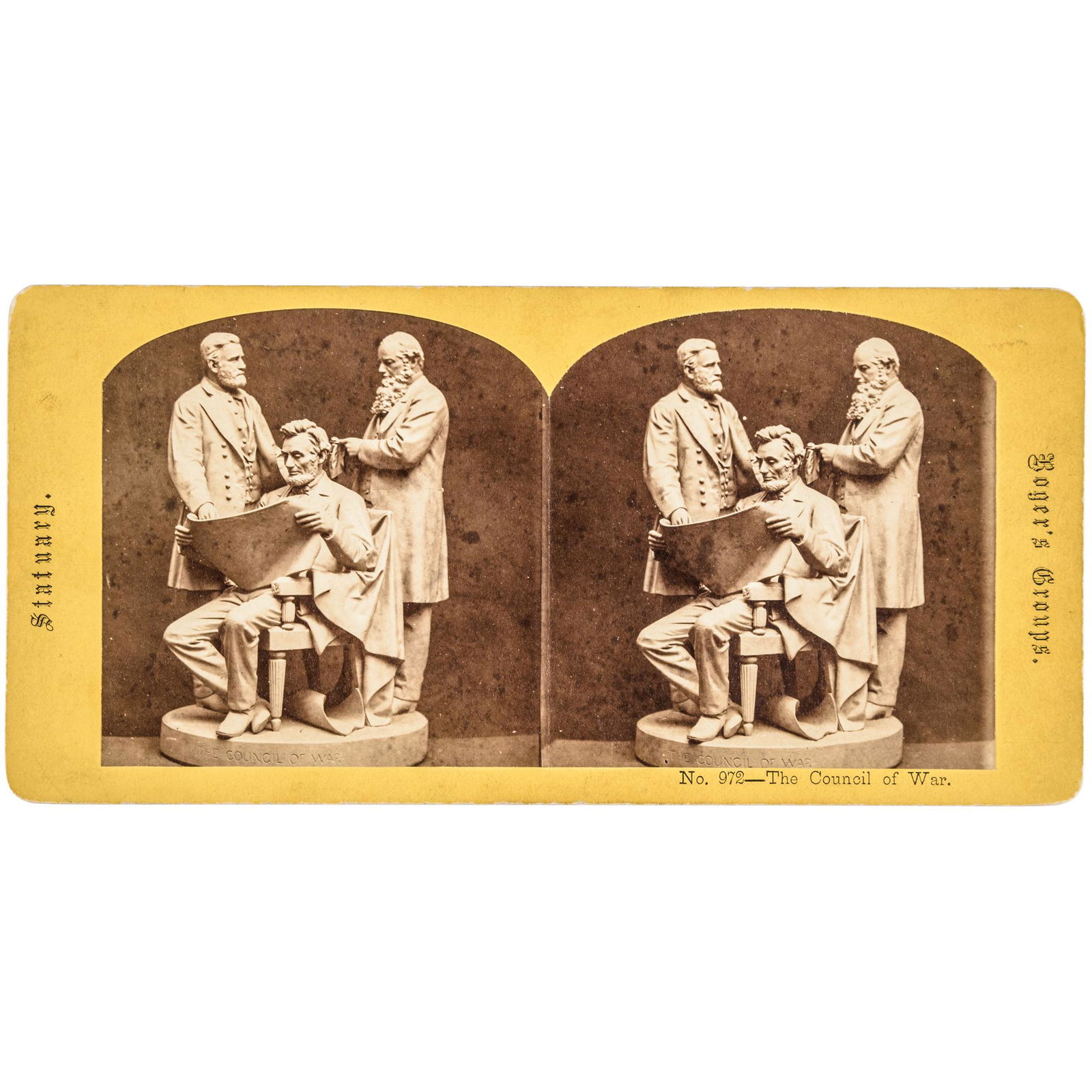Stereoview The Council of War John Rogers Statue (1 of 2)