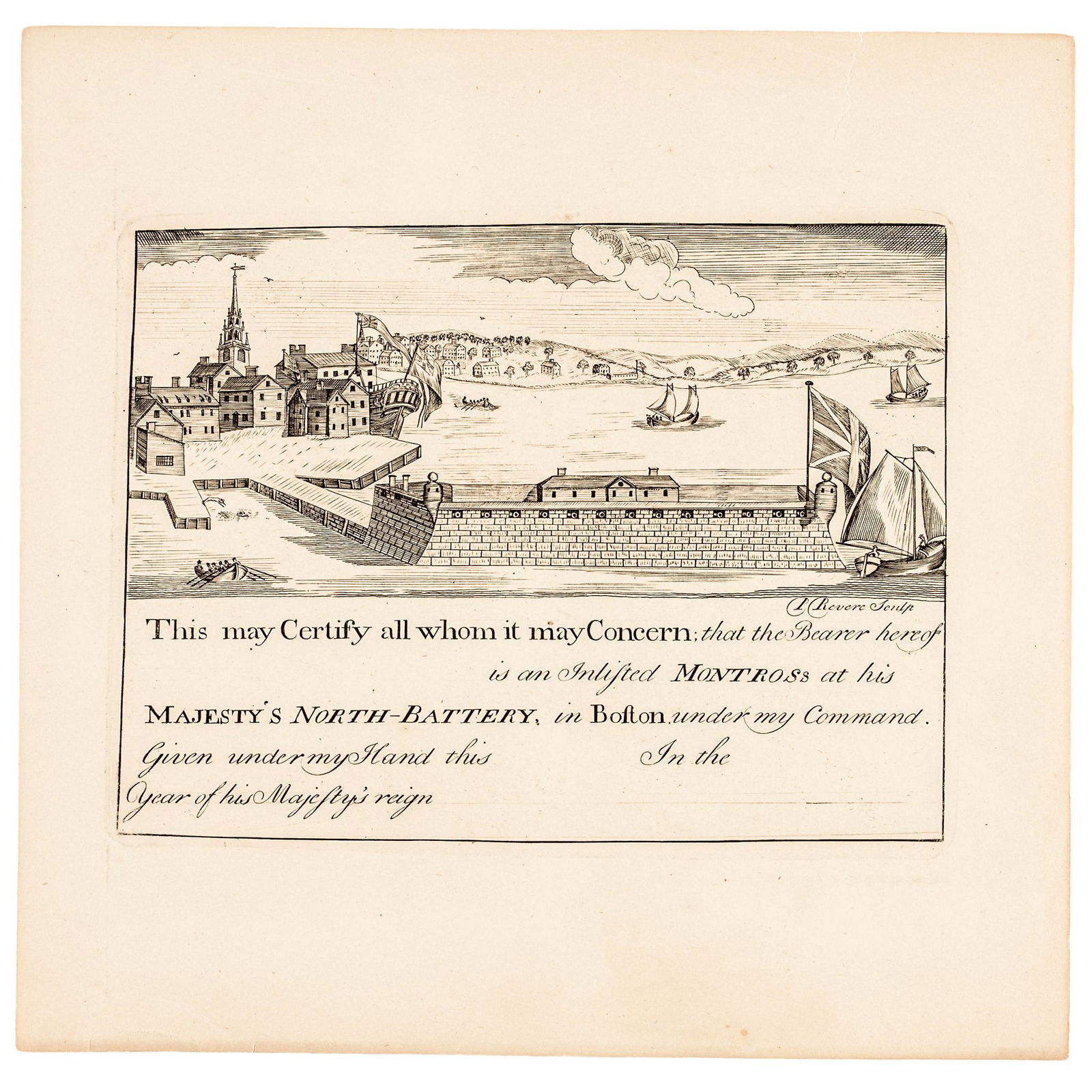 Paul Revere Jr. Engraved Reprinted: North-Battery (1 of 3)