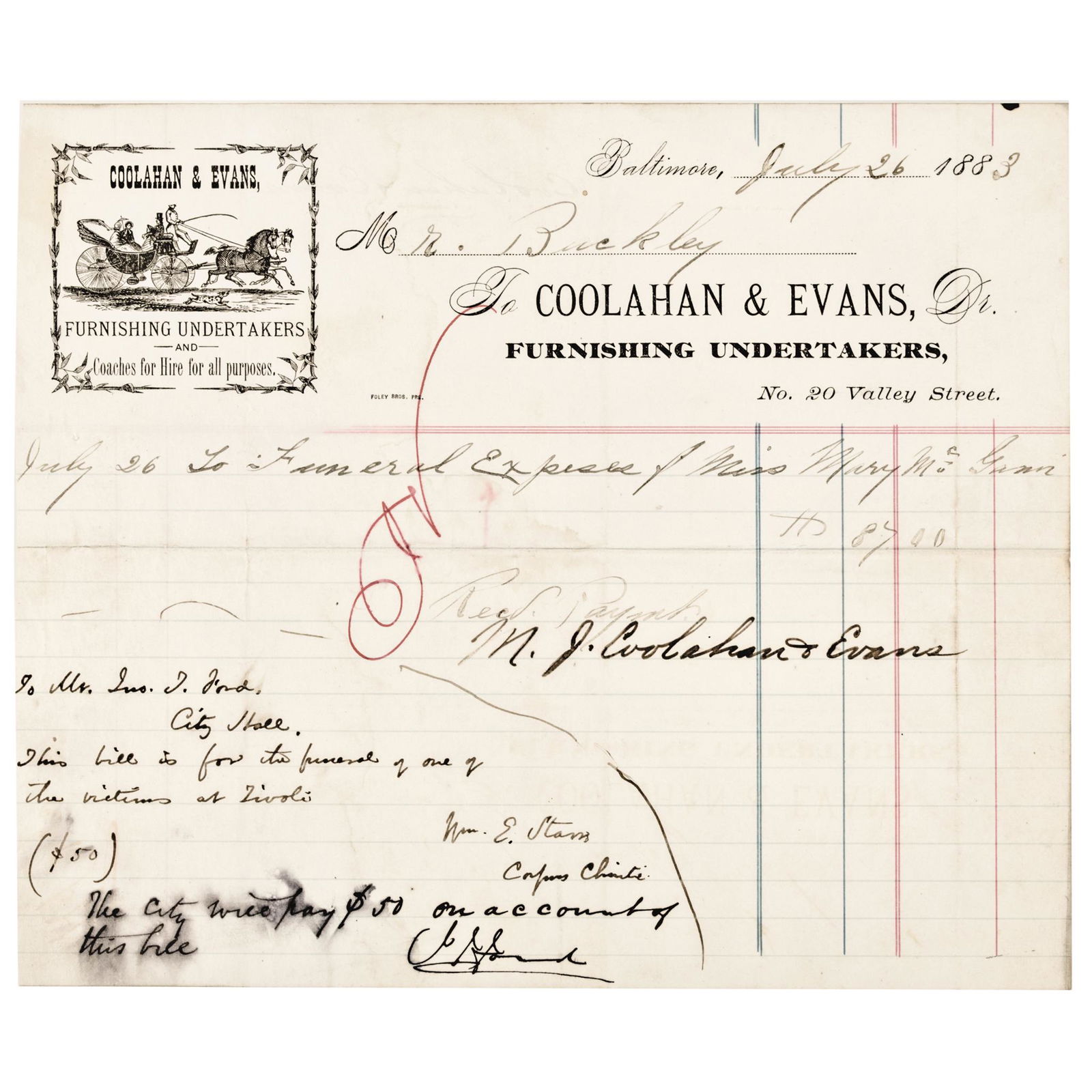 Document Signed, JOHN T. FORD (of Fords Theater): Abraham Lincoln Related John T Ford of "FORD'S THEATER" Document Signed JOHN THOMPSON FORD (1829-1894). The American theater manager notable for operating Ford's Theatre and the Manager of "Ford's The