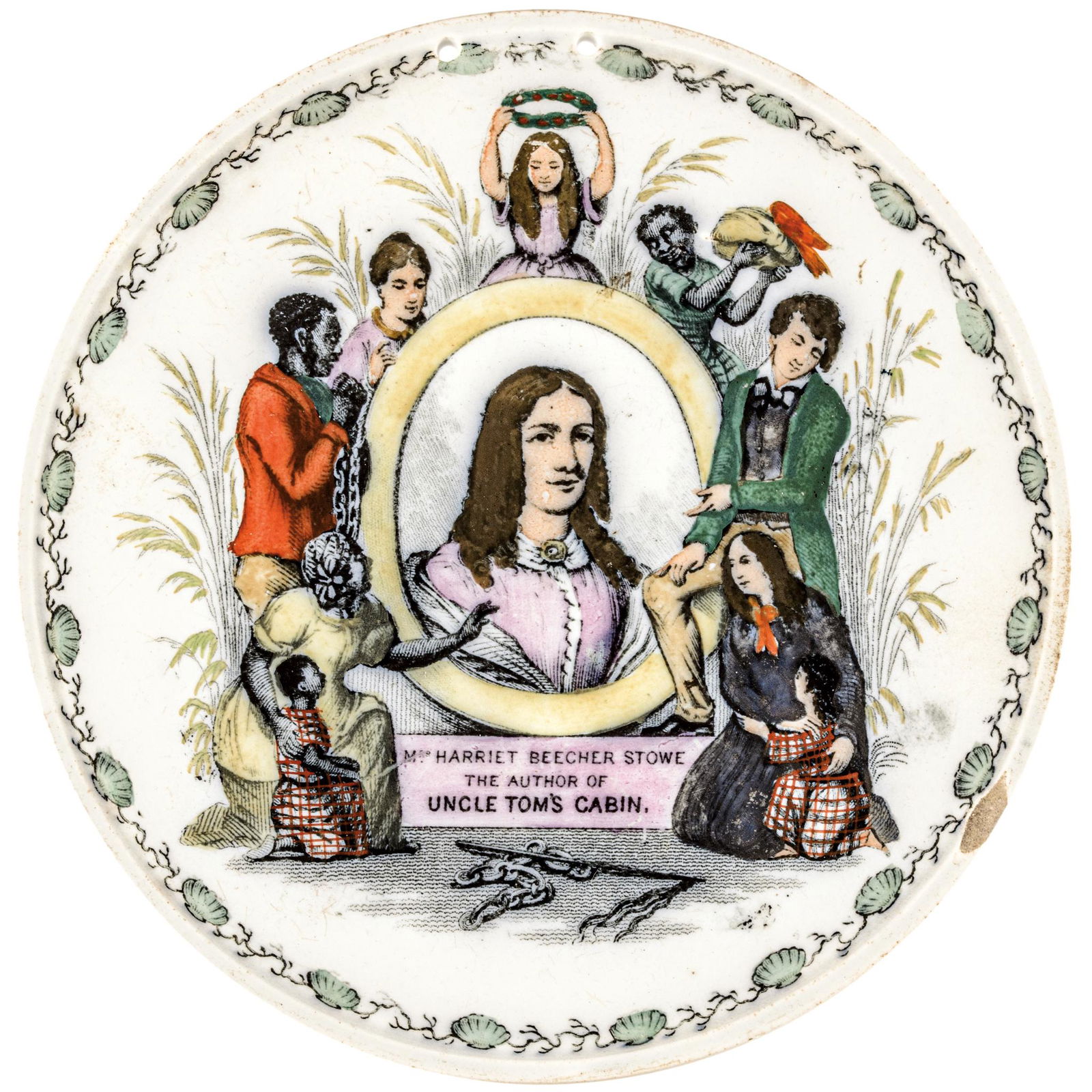 c. 1860 Rare HARRIET BEECHER STOWE Ceramic Plaque (1 of 3)
