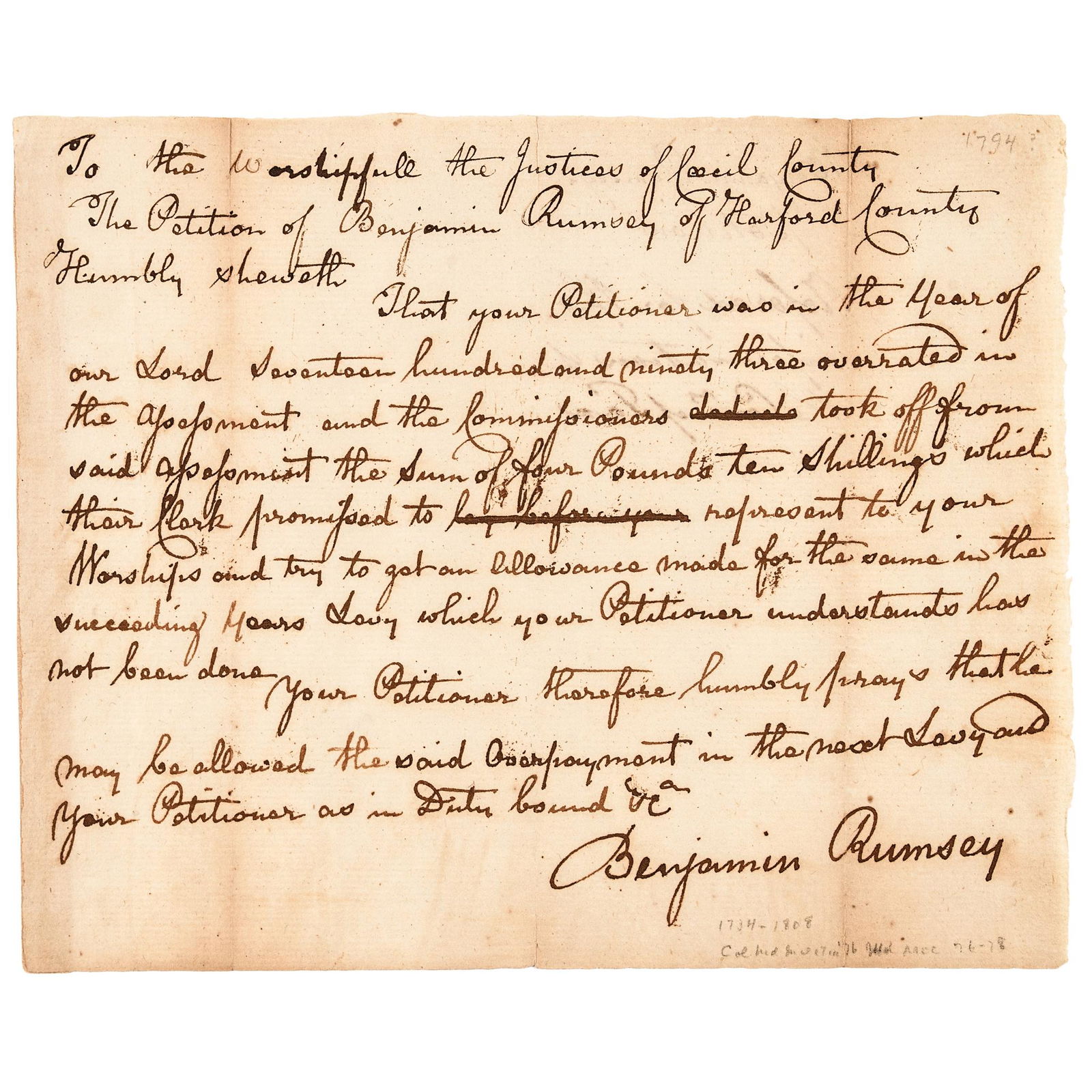 BENJAMIN RUMSEY Autograph + Signed Chief MD Judge (1 of 3)