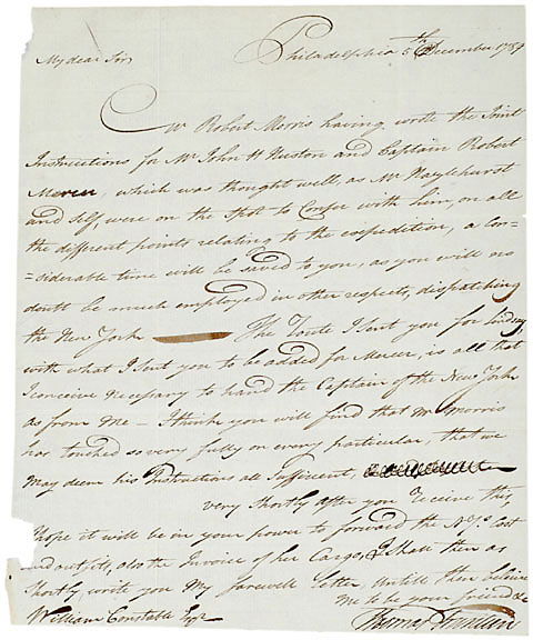 Thomas Truxtun Autograph Letter Signed 1789: "AutographsAmerican Naval Hero “Thomas Truxtun” Letter Mentions The Declaration of Independence and Signer Robert Morris! THOMAS TRUXTUN, American Revolutionary Naval Hero, One of the Firs