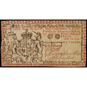 Colonial Currency. NJ April 10, 1759, 6 pound