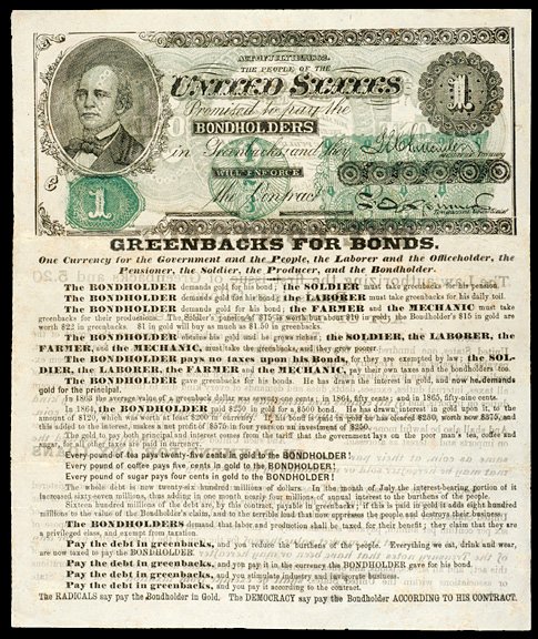 c. 1865 Rare Broadsheet: GREENBACKS FOR BONDS