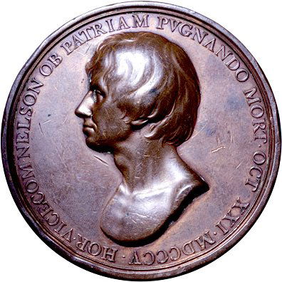 Rare Original 1805 Horatio Nelson Memorial Medal: MedalsRare Original 1805 Horatio Nelson Memorial Medal 1805, Horatio Nelson Memorial Medal. By Thomas Webb. London. Struck in Bronze. Extremely Fine. Rare, original, 2 1/8" in diameter 1805 Britis