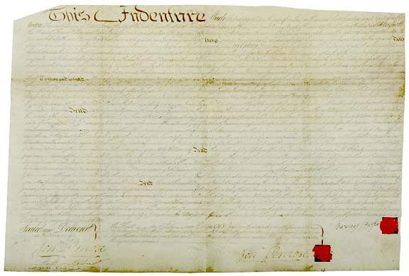 Manuscript Deed Involving ROBERT MORRIS, 1795: Post-Revolutionary War to Civil WarPennsylvania Land Deed Involving Robert Morris (ROBERT MORRIS), Financier of the American Revolution, Signer of the Declaration of Independence. 18.25" x 12"