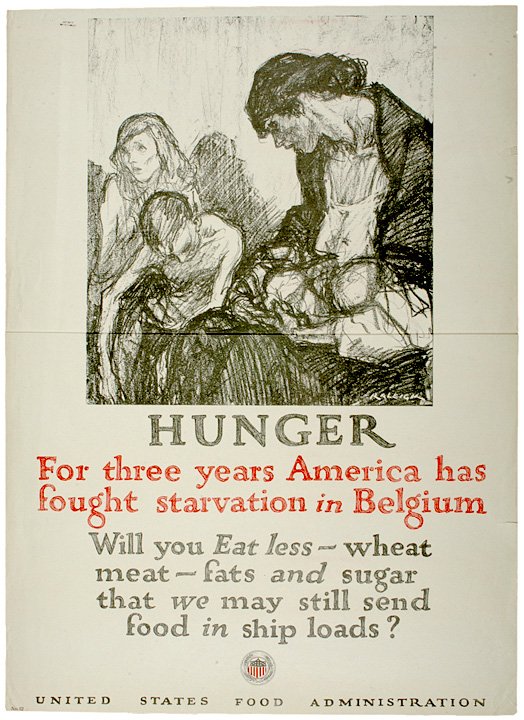 World War I Poster, HUNGER by Raleigh, 1918