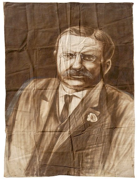c. 1900, Hand-painted Teddy Roosevelt Banner